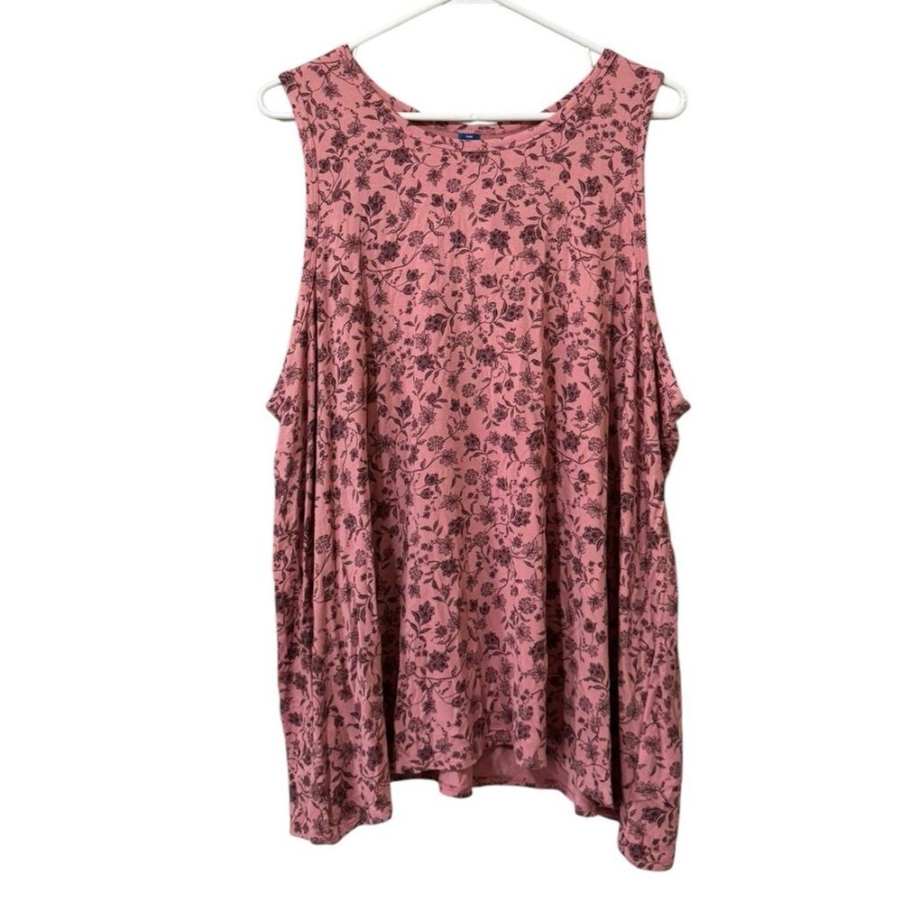 Old Navy Luxe Tunic Tank Top Women Size XXL Sleeveless Floral Cottagecore Boho